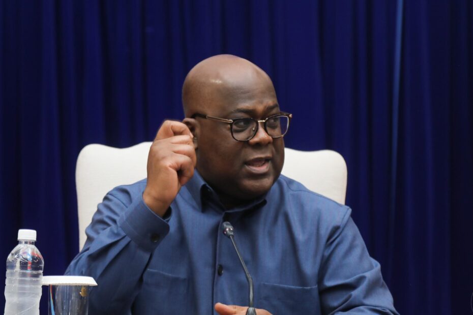 félix tshisekedi lors d'une rencontre avec les membres de l'union sacrée à kinshasa, samedi 22 février 2025. présidence cd